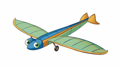 Canvas Print - A small glider with a narrow curved frame and two long and thin wings that sweep back. It has a single small pit in the middle and a small fin at the. Cartoon Vector.