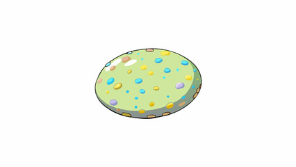 Fototapete - A small round pebble with smooth edges and colorful speckles.. Cartoon Vector.