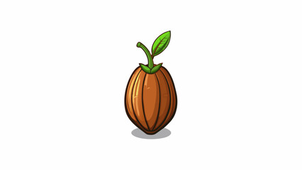 Poster - A small seed slightly curved with a thin brown exterior originates from a tall leafy plant that grows in rich fertile soil.. Cartoon Vector.