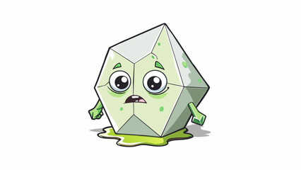 Aufkleber - A small white crystal with a sour taste and a tendency to corrode surfaces on contact emitting a distinct vinegar smell.. Cartoon Vector.