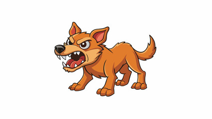 Aufkleber - A snarling growling dog with d teeth and raised fur ready to attack.. Cartoon Vector.