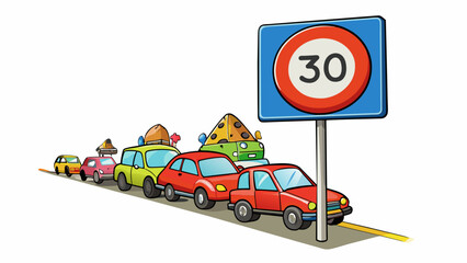Aufkleber - A speed limit sign regulating traffic speed The speed limit sign is a rectangularshaped object p along the side of a road. It indicates the maximum. Cartoon Vector.