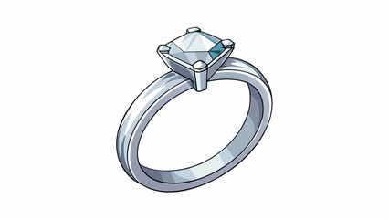 Poster - A sparkling diamond ring set in a platinum band entitles the wearer to eternal love and commitment in a marriage.. Cartoon Vector.