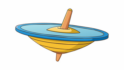 Aufkleber - A spinning top spins steadily on its tip with the weight evenly distributed to maintain its balanced rotation.. Cartoon Vector.
