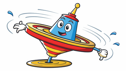 Fototapete - A spinning top moving faster and faster as it loses its balance and begins to wobble. The sharp dizzying revolutions mimic the chaotic and. Cartoon Vector.