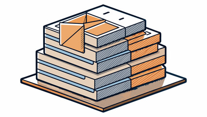Poster - A stack of crisp squareshaped pieces of paper with the senders and recipients addresses printed in black ink on the front ready to be p in individual. Cartoon Vector.