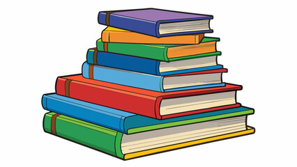 Poster - A stack of books p side by side on a shelf occupying a shorter and wider space compared to the same number of books stacked on top of each other. Cartoon Vector.