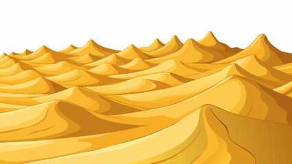 Poster - A sprawling desert with rolling sand dunes As far as the eye can see there is nothing but golden sand stretching out in all directions. The dunes rise. Cartoon Vector.