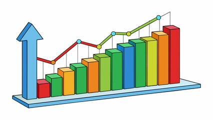 Poster - A stock market graph A line graph that shows the rise and fall of stock prices over a period of time. The graph is marked with different colors and. Cartoon Vector.