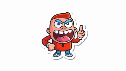Poster - A sticker depicting a cartoon character with offensive gestures and words causing anger and disgust.. Cartoon Vector.