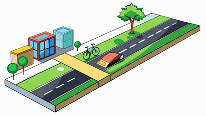 Poster - A street with bike lanes and public transit options representing the liberal emphasis on environmentalism and sustainable living.. Cartoon Vector.