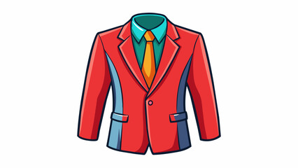 Fototapete - A structured blazer in a bold vibrant color with sharp lines and a tailored fit adding a touch of sophistication and professionalism to any outfit.. Cartoon Vector.