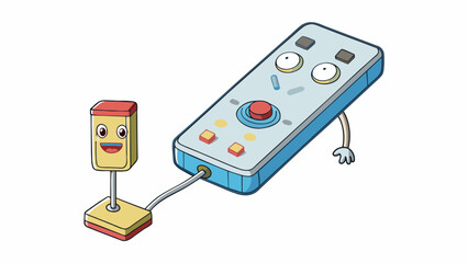 Poster - A switch is a button on a remote control that can be pressed to turn on or off a device such as a television or a lamp. It typically has a small light. Cartoon Vector.