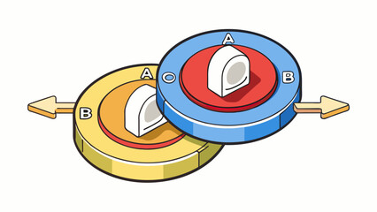 Poster - A switch is a round with two positions one labeled A and the other labeled B. It is used to change the direction of soing like the flow of water in a. Cartoon Vector.