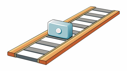 Wall Mural - A switch is a metal tab located on the side of a railway track. When switched to one side it directs trains to go on a specific track and when. Cartoon Vector.