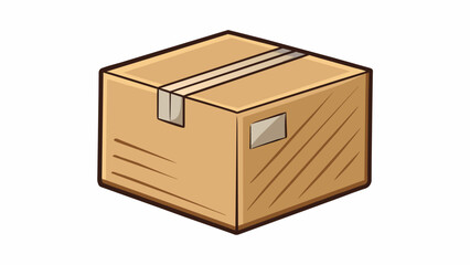 Poster - A sy box square in shape with thick walls made from layers of corrugated cardboard. It has a smooth exterior and is used for shipping and storing. Cartoon Vector.