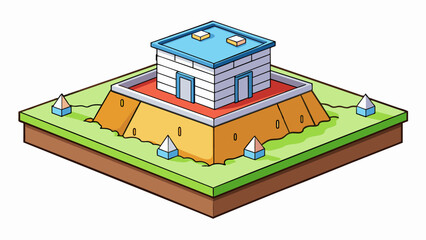Poster - A sy foundation is vital for a strong and stable building able to withstand powerful winds and earthquakes and ensure the safety of its inhabitants.. Cartoon Vector.