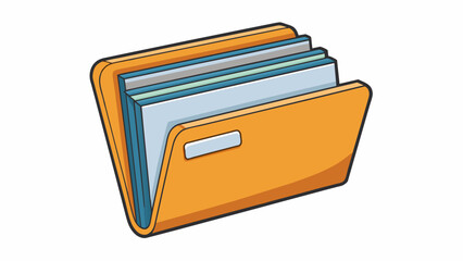 Aufkleber - A tab on a file folder has a round foldable flap that sticks out. It is used to label and organize the contents of the folder. The tab can be written. Cartoon Vector.