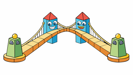 Fototapete - A sy bridge connecting two sides embodying a candidate who is a strong communicator and has the ability to bridge the gap between conflicting ideas. Cartoon Vector.