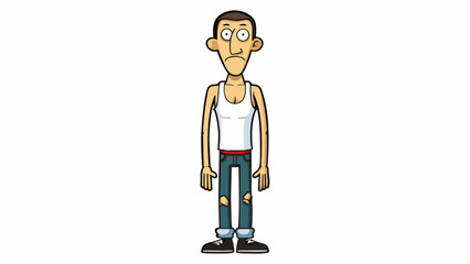 Poster - A tall slim figure with a nose ring wearing a white tank top and ripped black skinny jeans.. Cartoon Vector.