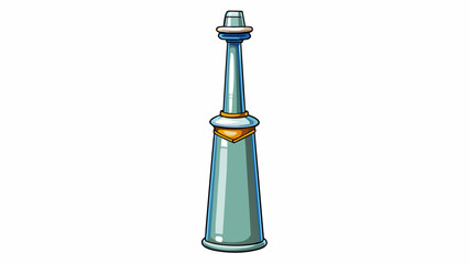 Poster - A tall slender bottle with a long narrow neck and a metal twistoff cap. The bottle is made of glass to hold liquids and may have a label or design. Cartoon Vector.