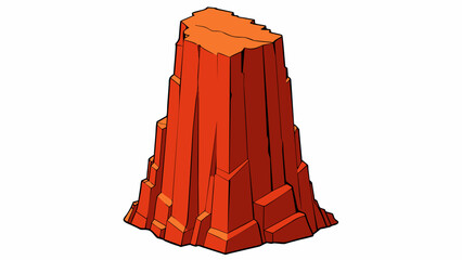 Poster - A tall towering cliff made entirely of red rock with layers of sediment visible. It has a crumbly texture almost like sand and is susceptible to. Cartoon Vector.