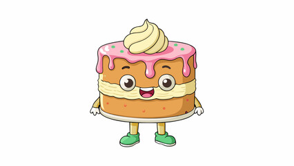 Poster - A thick layer of creamy frosting on a freshly baked cake with a smooth and rich texture. Its thickness adds to the decadent and indulgent taste of the. Cartoon Vector.