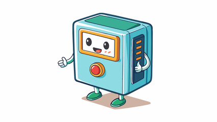 Fototapete - A thermostat regulating room temperature The thermostat is a small boxshaped object with a digital display and buttons to adjust the temperature. It. Cartoon Vector.