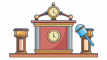 Aufkleber - A third illustration could be a podium with a gavel and a clock in front of it indicating the authority and time management necessary in parliamentary. Cartoon Vector.