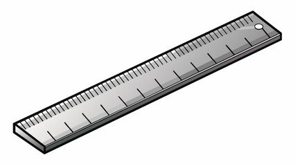 Poster - A thin silver ruler with precise inch measurements etched into the metal surface.. Cartoon Vector.