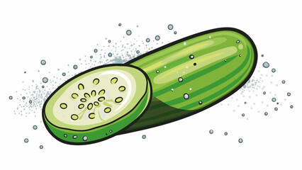 Poster - A third taste is crisp and refreshing like a cool cucumber sliced and sprinkled with sea salt. The crunch of the vegetable is highlighted by the salty. Cartoon Vector.