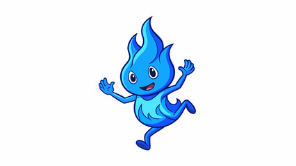 Poster - A translucent blue flame that dances and flickers in the air. It sways with a fluid and graceful motion as if following an invisible breeze. Despite. Cartoon Vector.