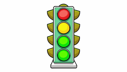 Wall Mural - A traffic light with a green light on the bottom yellow in the middle and red on top representing the different levels of priority in completing tasks. Cartoon Vector.