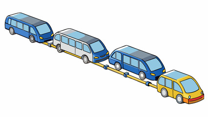 Poster - A train connected to its cars each one linked by a metal coupling ensuring a smooth and safe journey.. Cartoon Vector.