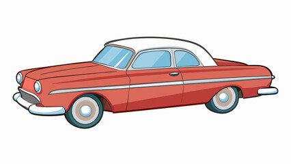 Aufkleber - A vintage car with chrome details and a sleek aerodynamic shape capturing its classic and elegant appeal.. Cartoon Vector.