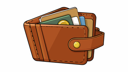 Poster - A wallet A rectangular foldable object made of leather with multiple sections and compartments to hold cards bills and coins. This object symbolizes. Cartoon Vector.