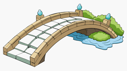 Poster - A weathered stone bridge stretching over a babbling brook symbolizing a promise of friendship and support through all of lifes challenges.. Cartoon Vector.
