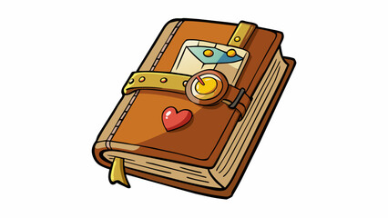 Fototapete - A wellworn leather journal filled with handwritten notes and memories symbolizing a promise to always keep the important moments and promises close to. Cartoon Vector.