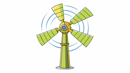 Fototapete - A windmill turning in the breeze its large blades gracefully sweeping through the air. The gentle continuous revolutions demonstrate the power of. Cartoon Vector.