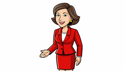 Poster - A woman in a welltailored power red blazer and skirt set. She gives a firm handshake and has a permanent smile plastered on her face as she works the. Cartoon Vector.