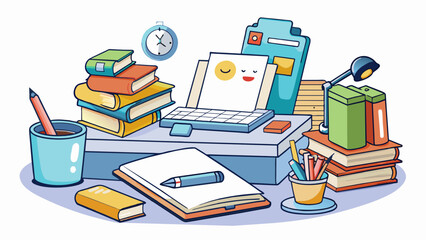 Poster - A writers workspace is often adorned with motivational posters quotes and sticky notes reminding them to stay creative and stay focused. They also. Cartoon Vector.