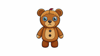 Fototapete - A young girls beloved teddy bear accompanies her on all her adventures its worn fur a testament to the many years they have shared together. Its. Cartoon Vector.