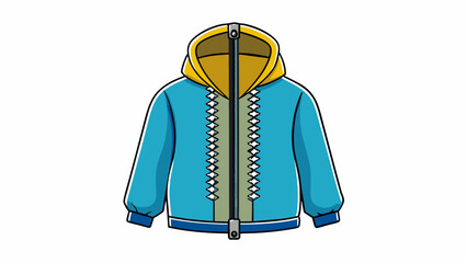 Fototapete - A zipper connecting two sides of a jacket The zipper is made up of two long chains of metal teeth that can be interlocked or separated with ease. Cartoon Vector.