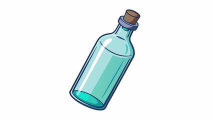 Poster - Absolutely refreshing As you take a sip the crisp cool liquid instantly refreshes your senses. The object is a clear glass bottle with a simple design. Cartoon Vector.