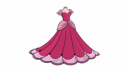 Poster - Adorned with delicate lace and intricate beading a flowing evening gown cascades to the ground in a cascade of ethereal fabric evoking the desire to. Cartoon Vector.