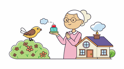 Fototapete - After smelling a particular perfume the woman was able to recall her grandmothers house. She remembered the scent of freshly baked cookies and the. Cartoon Vector.