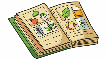 Aufkleber - An ecofriendly magazine made from recycled paper with a rustic and earthy feel. The cover has a handdrawn illustration and the pages inside are filled. Cartoon Vector.
