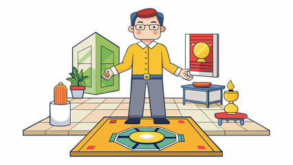 Poster - An interior designer incorporates Feng Shui principles into their clients home creating a harmonious and balanced living space.. Cartoon Vector.