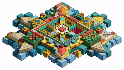 Aufkleber - An intricate mosaic artwork made up of individual and unique pieces that together create a larger and more complex pattern.. Cartoon Vector.