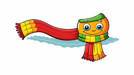 Poster - An old scarf knitted with love and worn with pride. Its vibrant colors are a welcome contrast to the muted tones of the winter landscape providing a. Cartoon Vector.